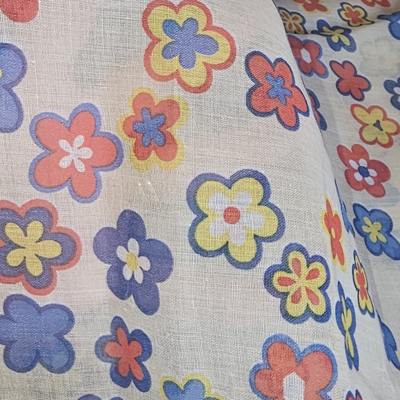 Vintage Sheer Flower Power Vtg fabric 70s 80s - Picture 3 of 5